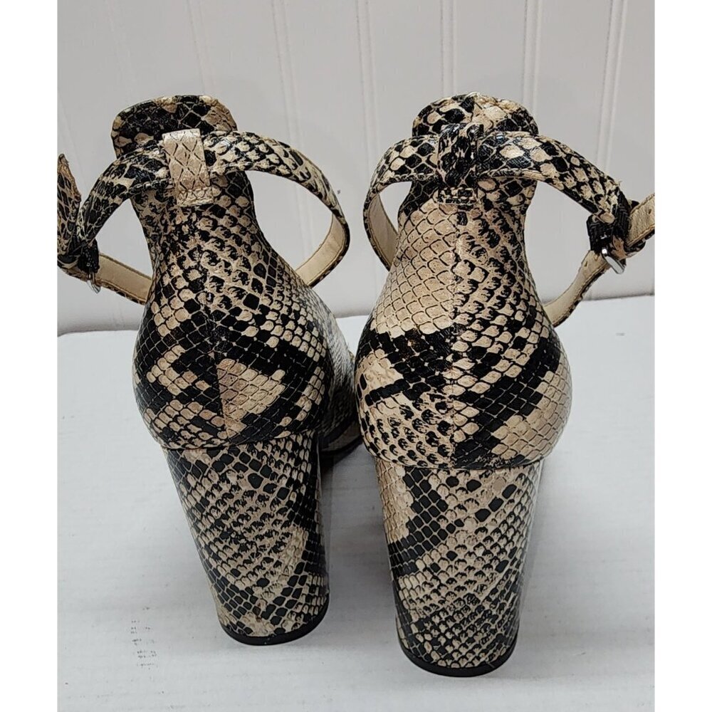 Marc Fisher Gilla 2 Snakeskin Pointed Toe Block Heel Ankle Strap Pumps Size 10M - Picture 3 of 16